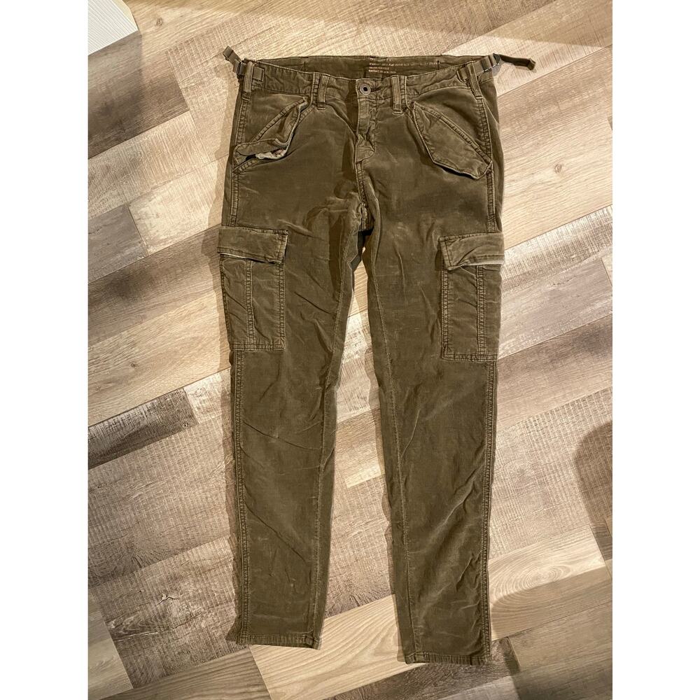 Theory x AG Corduroy Cargo Skinny Pants Brown Olive Size 26